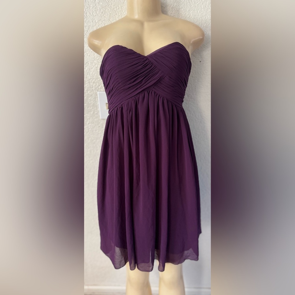 Elegant Strapless Purple Midi Dress formal casual y2k strapless flare